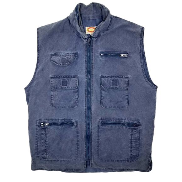 Vintage Banana Republic Women's Blue Safari Cargo Vest L Hoodie Full Zip - Picture 11 of 11